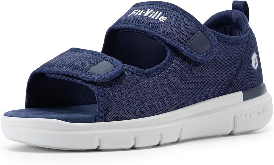FitVille Diabetic Sandals for Men Wide Width with Arch Support, Men Diabetic Sandals Adjustable