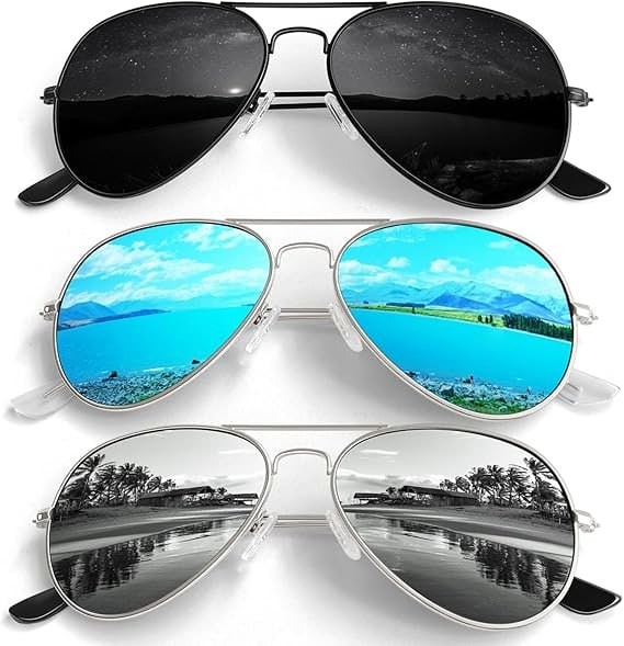Pilot Sunglasses Men Womens Lightweight Metal Frame Polarized Shades UV400 Protection